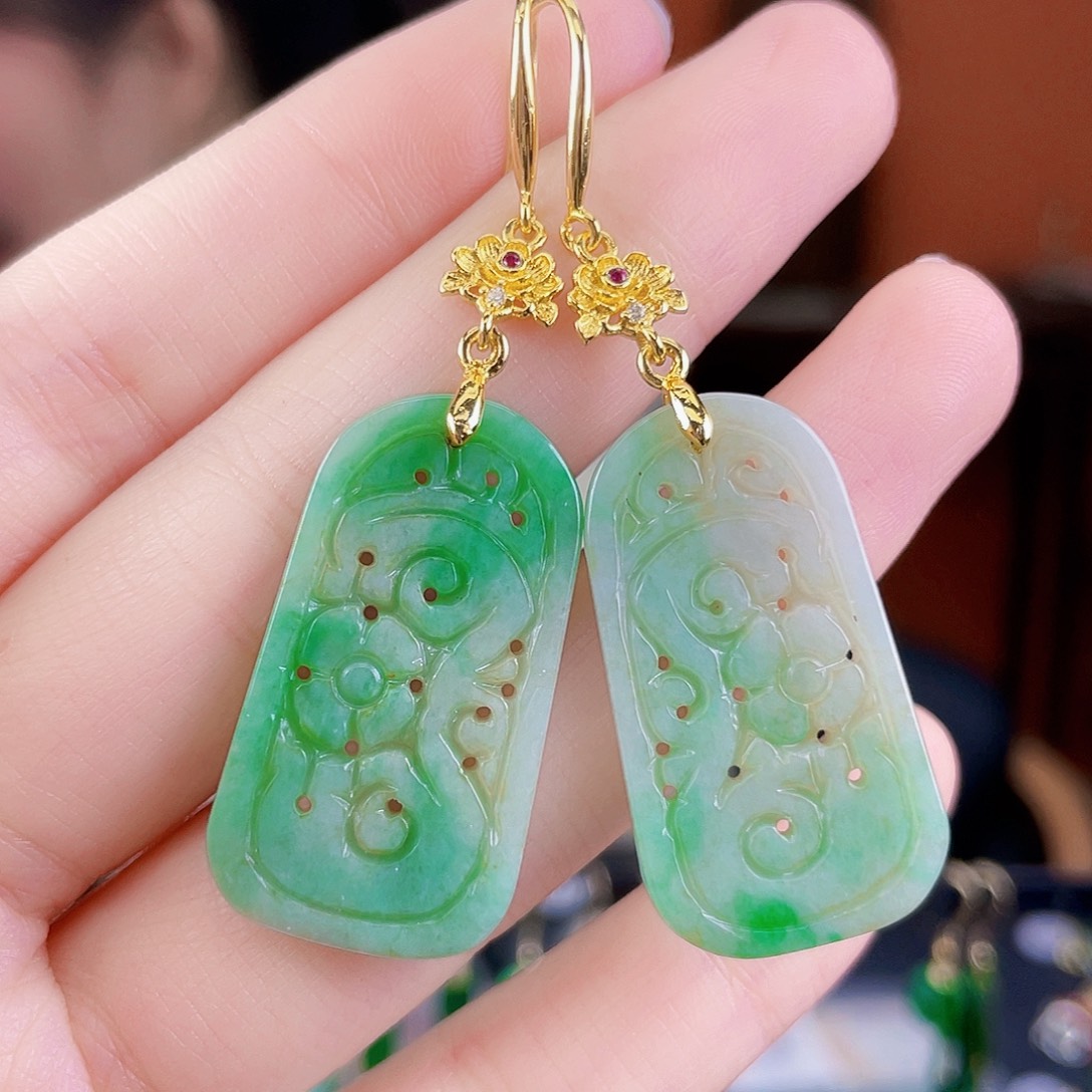 翡翠未镶嵌耳饰饰品