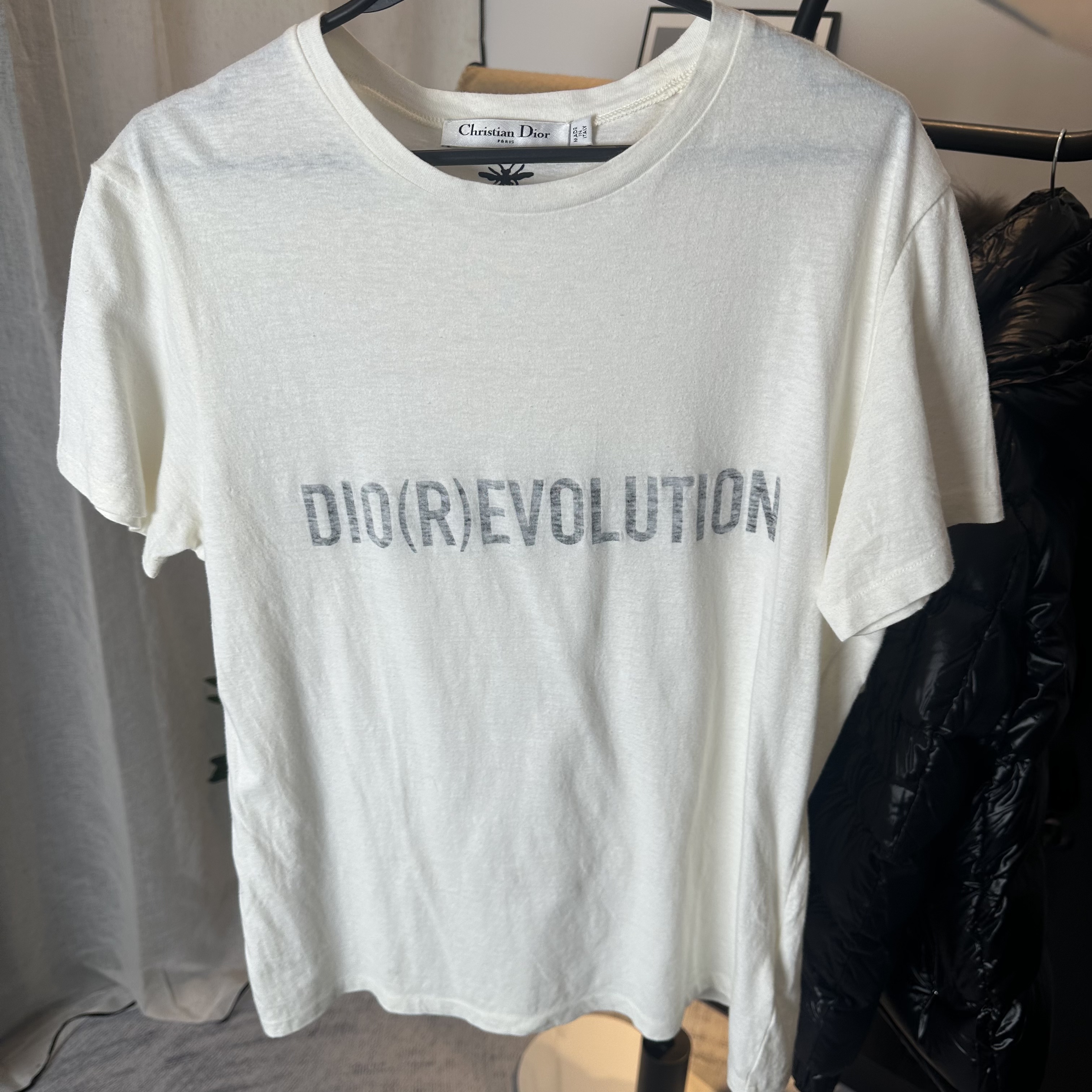 99新 DIOR/迪奥 /葡萄籽奢潮/白色字母半袖T恤/M码