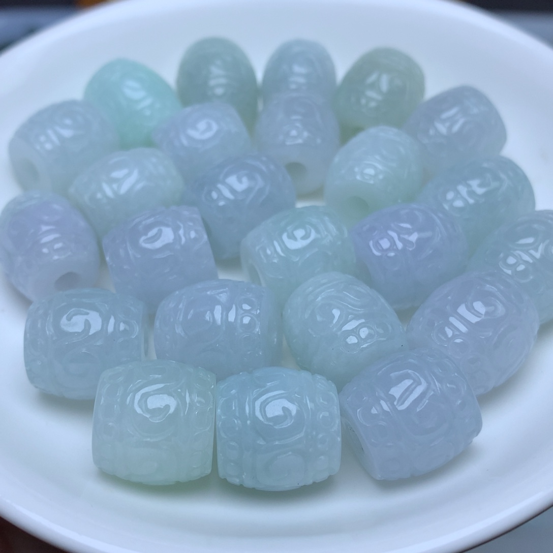 【闪购商品】翡翠手链未镶嵌卡13乘12.7冰回纹珠2个