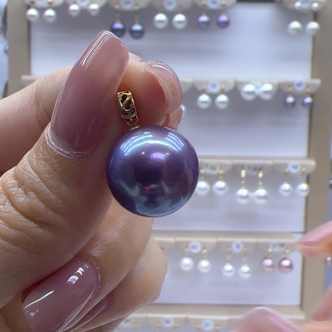 淡水珍珠吊坠(赠链)18K金镶嵌