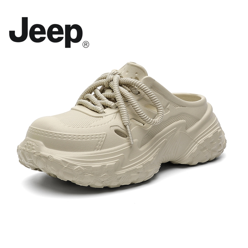 JEEP/吉普洞洞拖鞋夏季透气男鞋防滑防臭软底增高户外溯溪凉鞋