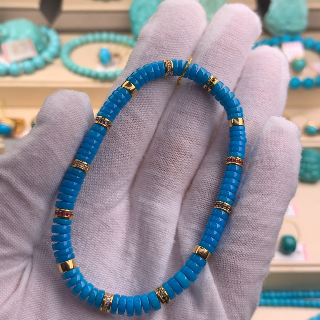 绿松石珠宝奇石18K金镶嵌