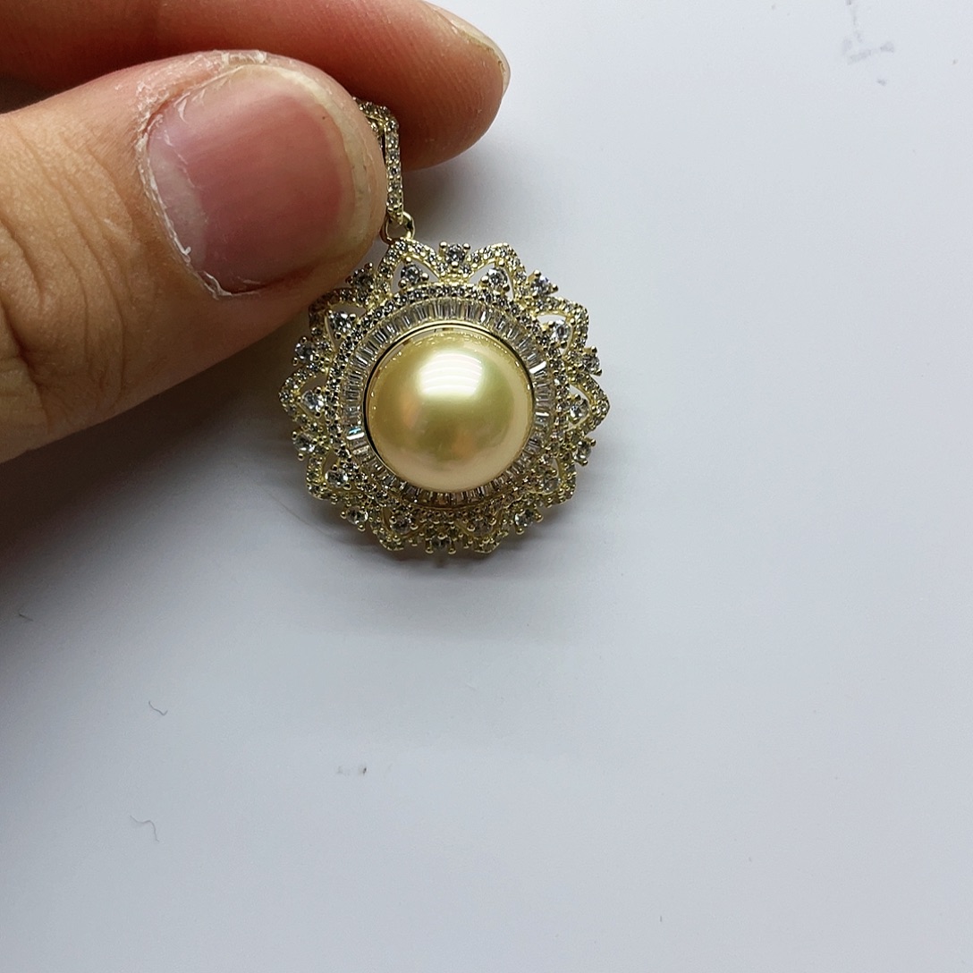 海水珍珠银S925镶嵌颈饰