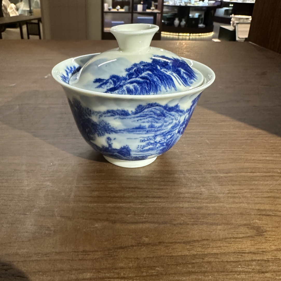 瓷博会山水二才盖碗