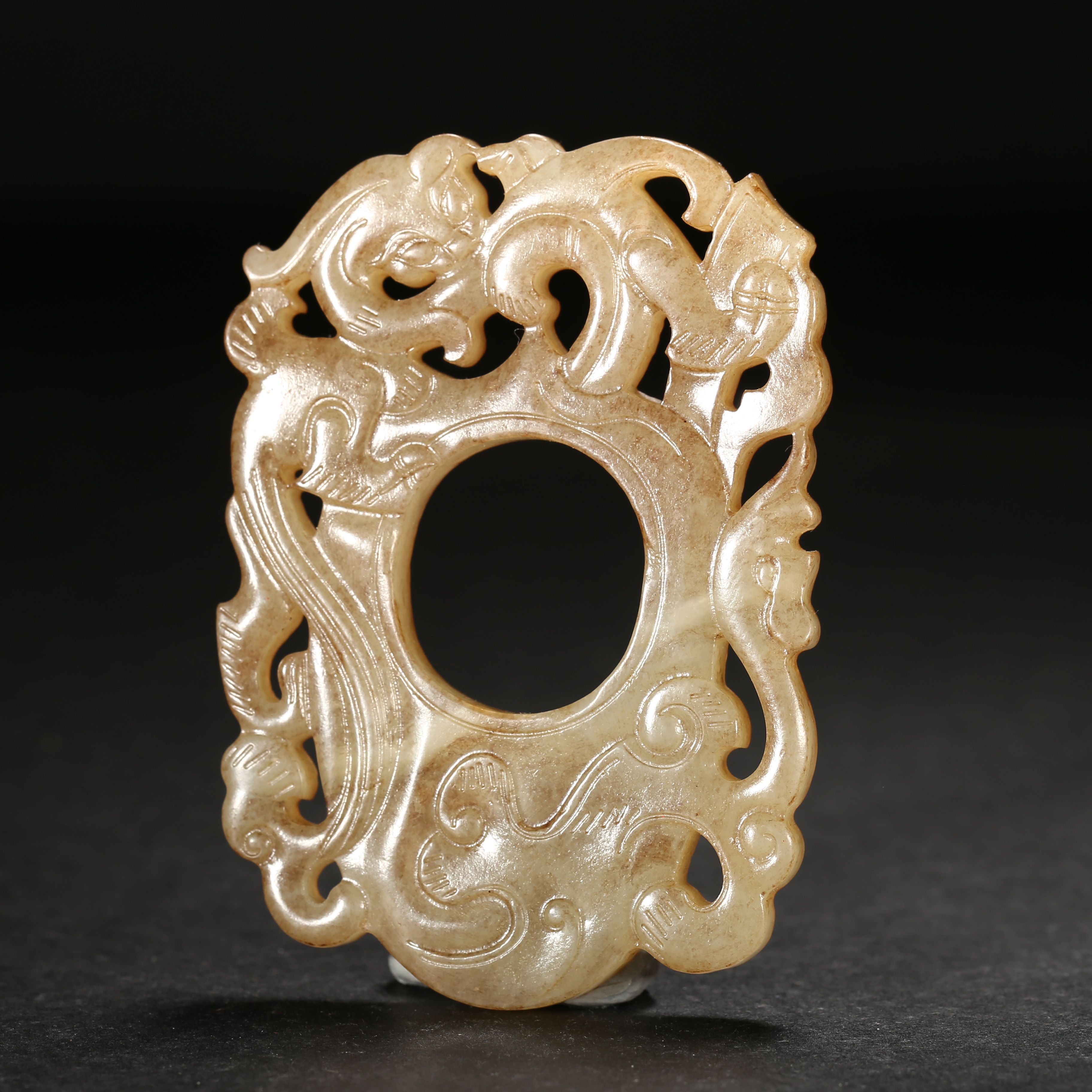 明代*白玉红沁鸡心佩/01DHC0561/和田玉【北京文博】