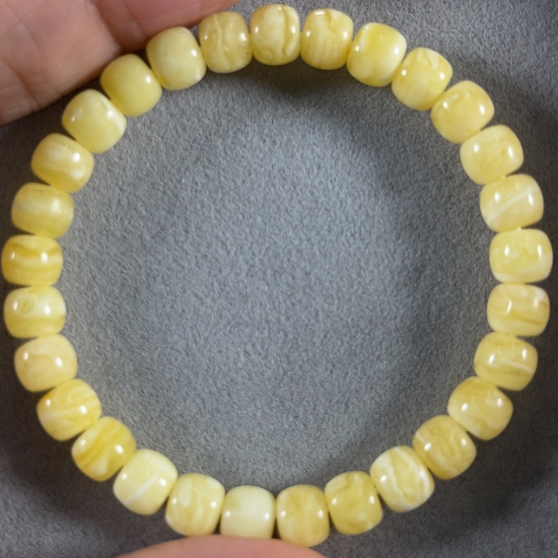 蜜蜡手链未镶嵌虎皮纹放漏