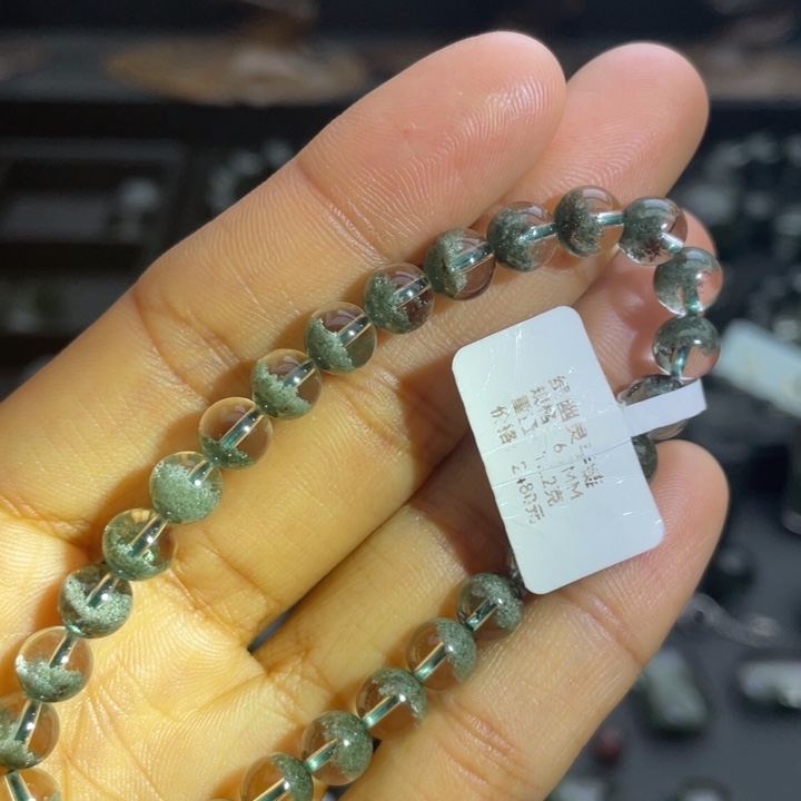 水晶手链未镶嵌绿幽灵聚宝盆6.7