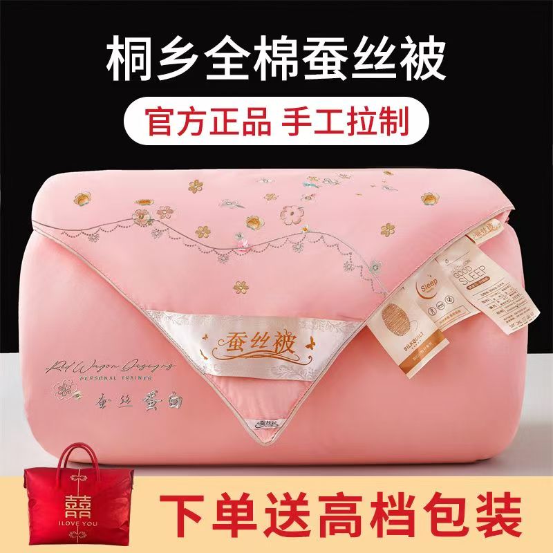 正宗桐乡手工蚕丝被100桑蚕丝被子母被春秋被单双人加厚买了被芯