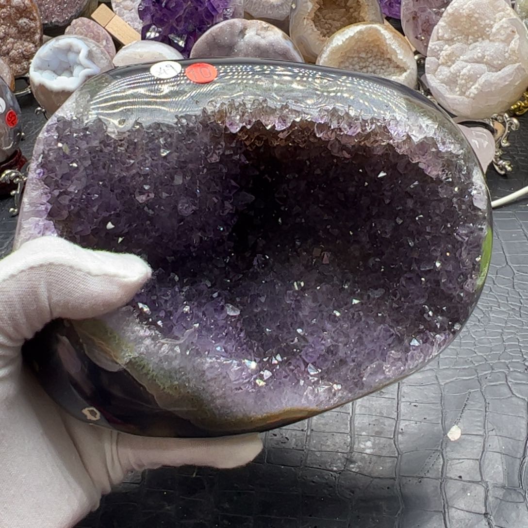 未镶嵌珠宝半成品水晶半抛紫水窝窝摆件10