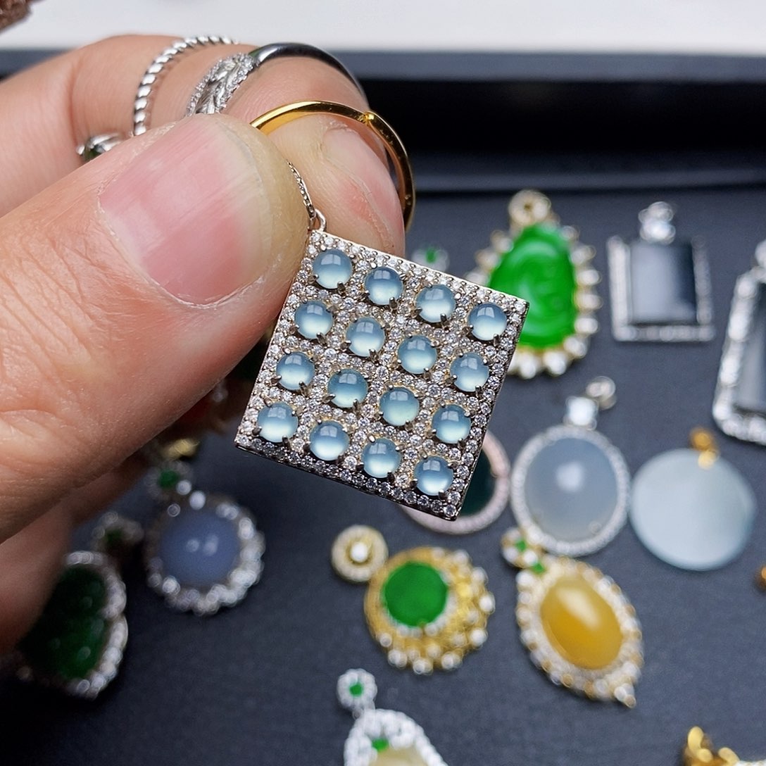 翡翠颈饰银S925镶嵌项链