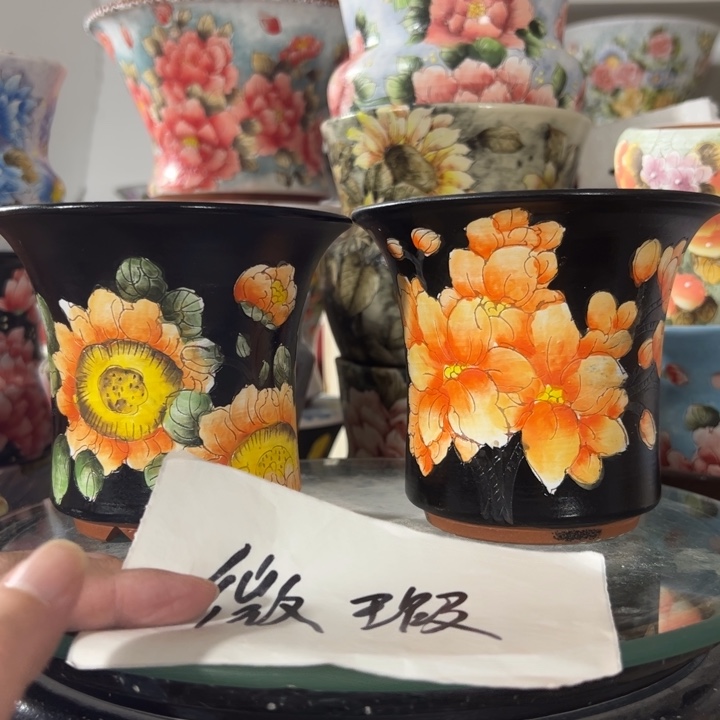 景德镇手绘花盆满38包邮偏远地区除外
