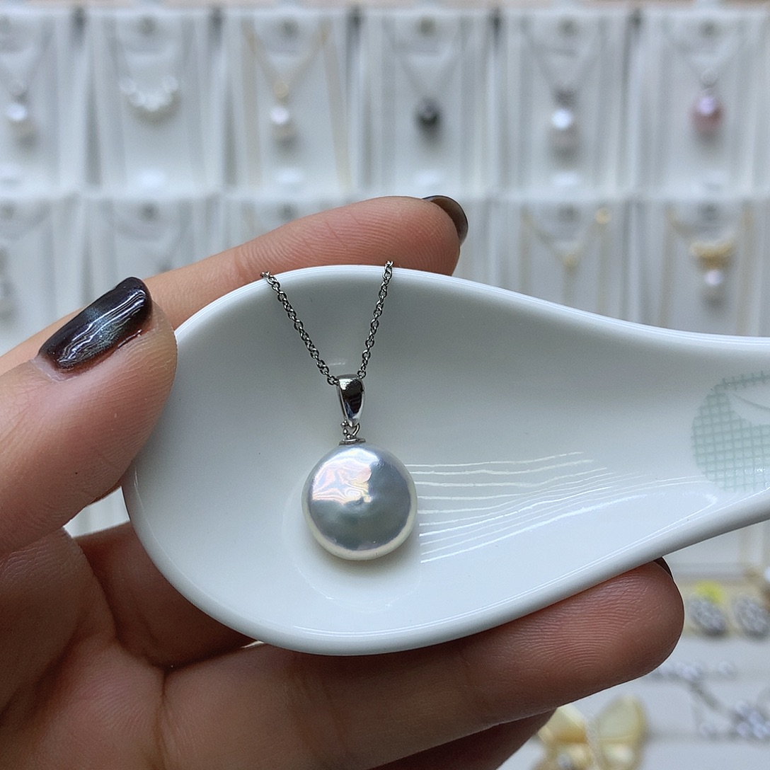 淡水珍珠吊坠(不含链)银S925镶嵌