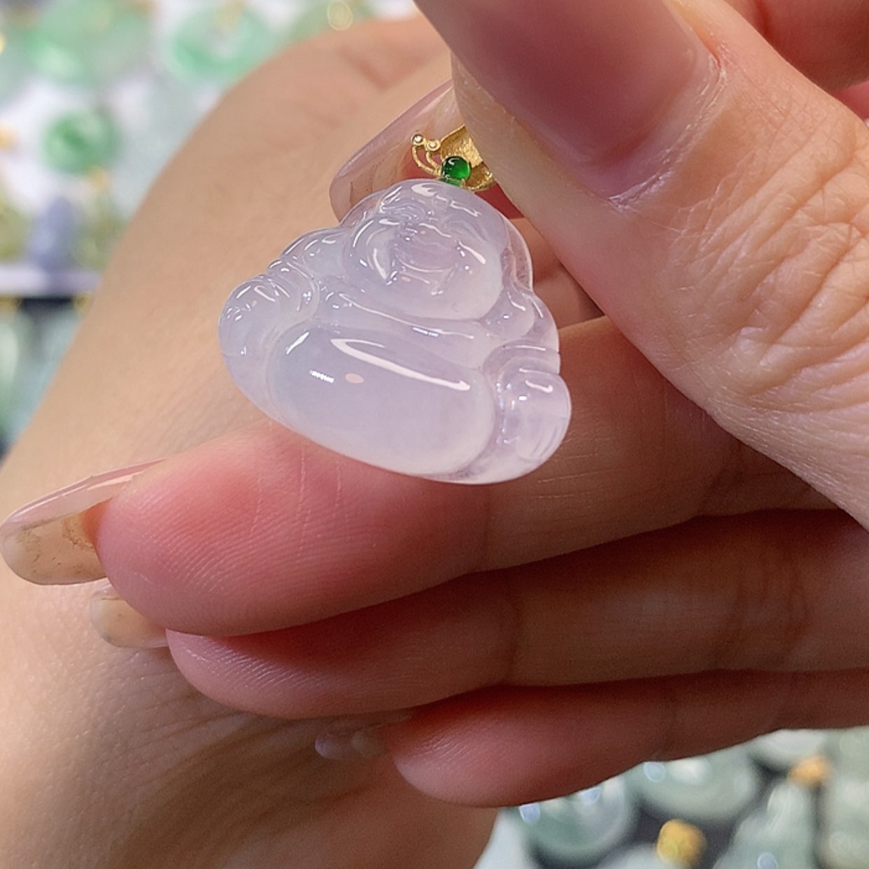 【闪购商品】翡翠吊坠(赠链)18K金镶嵌