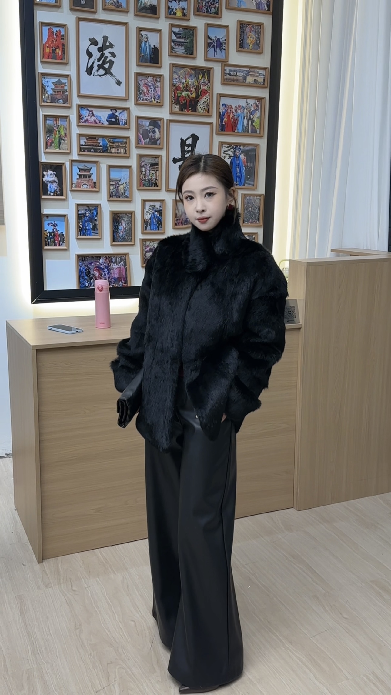 中长款立领兔毛皮草