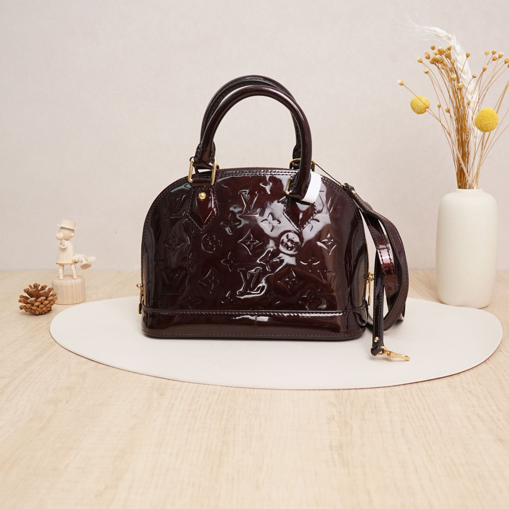 95新 LouisVuitton/路易威登 贝壳bb车厘子红漆皮DS025332