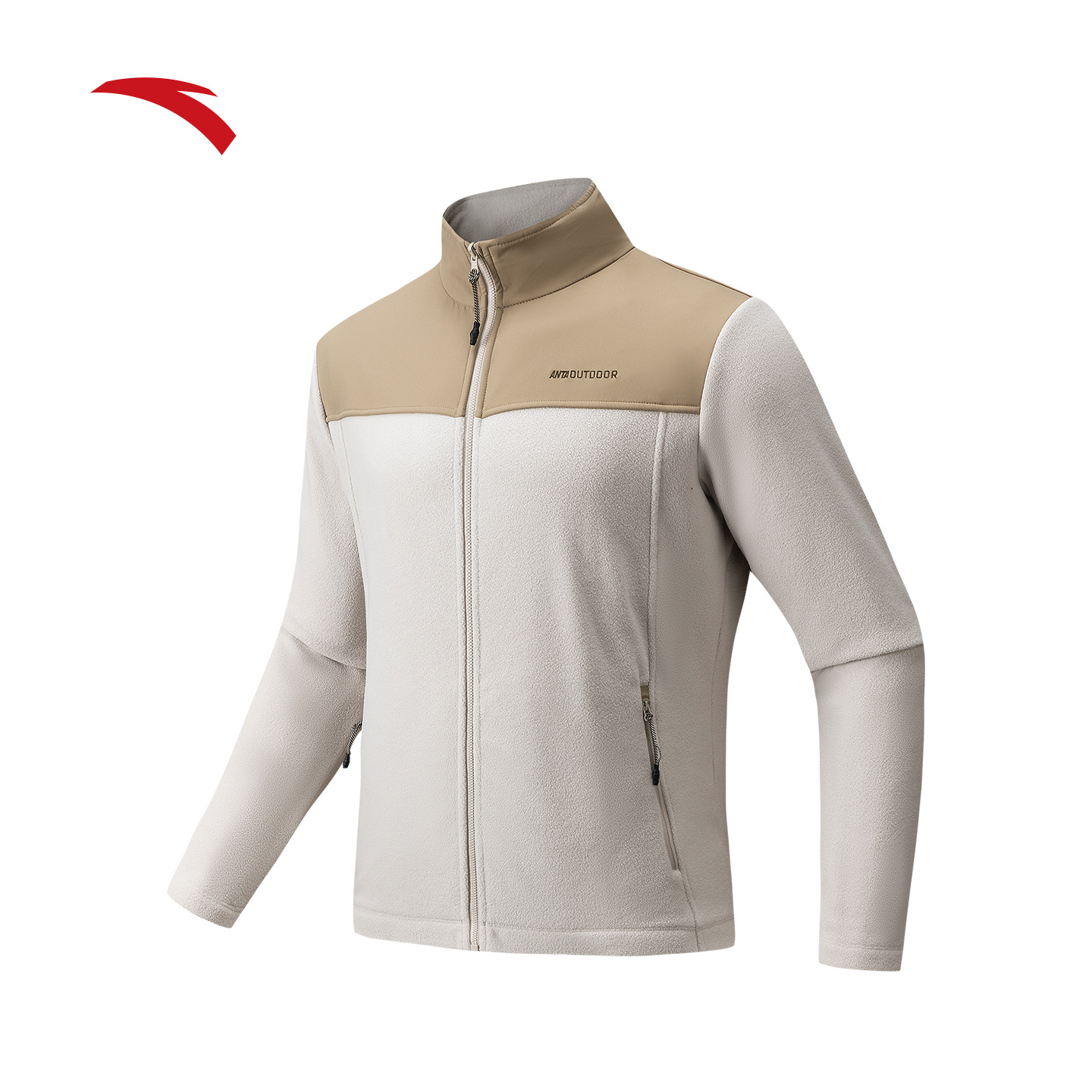 安踏男士秋冬加厚针织外套户外运动立领保暖休闲跑步抓绒外套