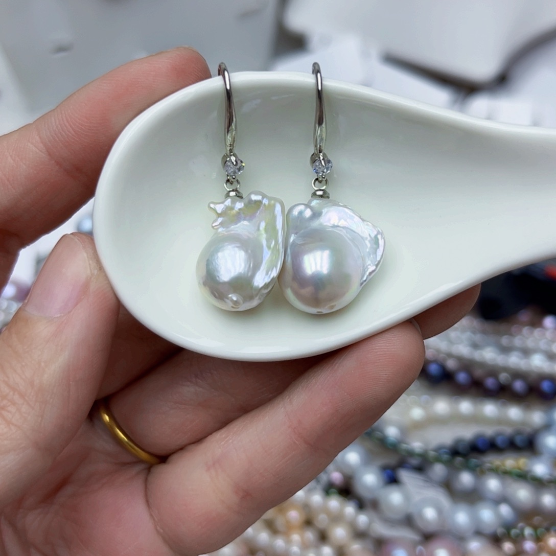 淡水珍珠耳饰银S925镶嵌