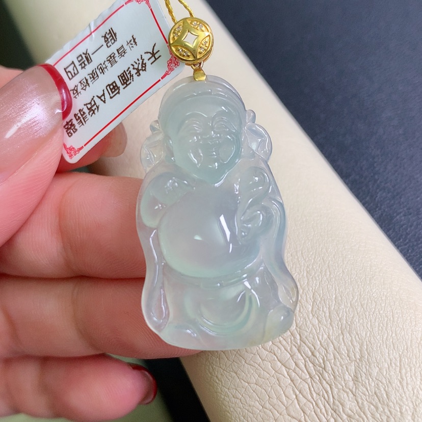 【闪购商品】翡翠颈饰18K金镶嵌财神