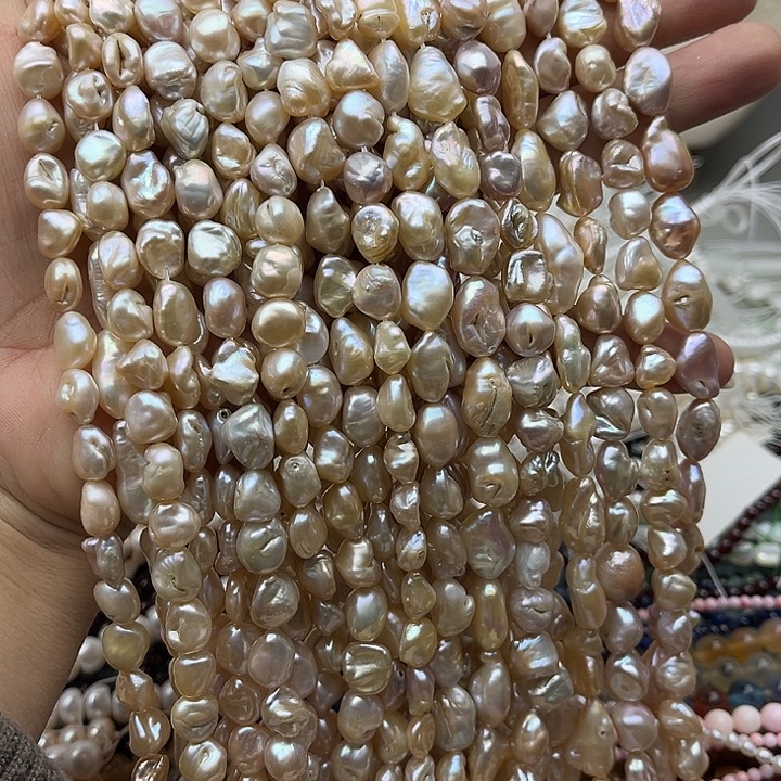 玛瑙/玉髓未镶嵌珠宝半成品一条6-8mm左右相思豆巴洛克珍珠