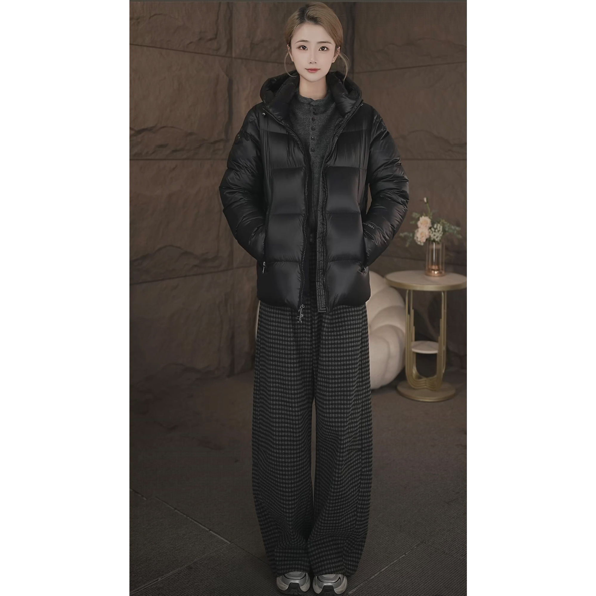新款羽绒服冬季羽绒服女中长款韩版修身收腰连帽冬装保暖外套