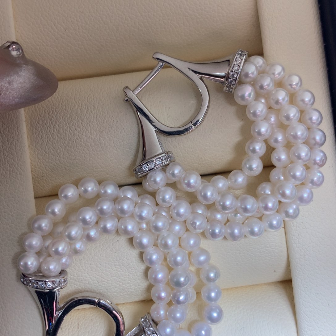 淡水珍珠耳饰银S925镶嵌