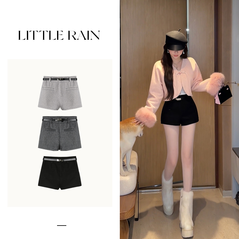 小雨姐姐圣诞新款【罗马短裤3.0版】设计感复古高腰显瘦短裤加腰带