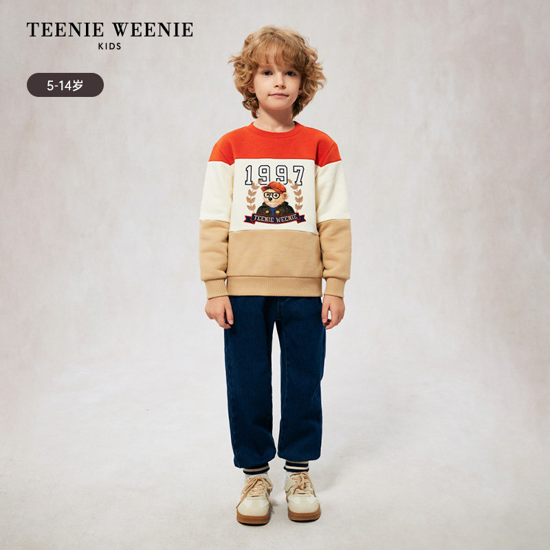 《奥莱》TeenieWeenie Kids小熊童装束脚Q暖绒牛仔长裤TKTJ244T02B