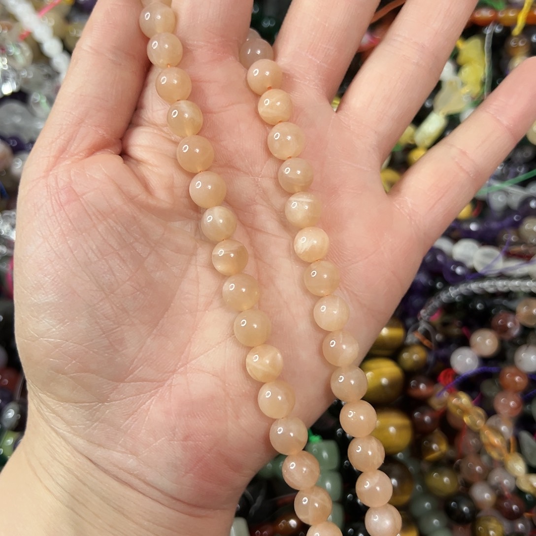 玛瑙/玉髓合金珠宝半成品，卡8太阳石一条