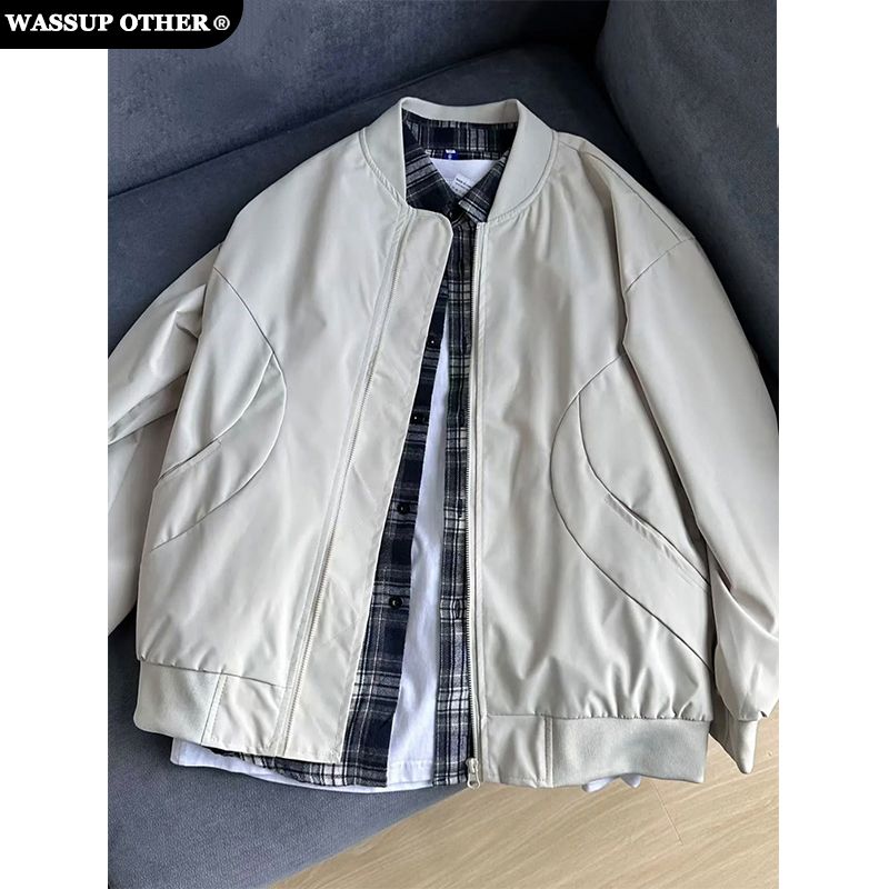 WASSUP OTHER飞行员夹克外套男款春秋美式复古设计感休闲棒球服男