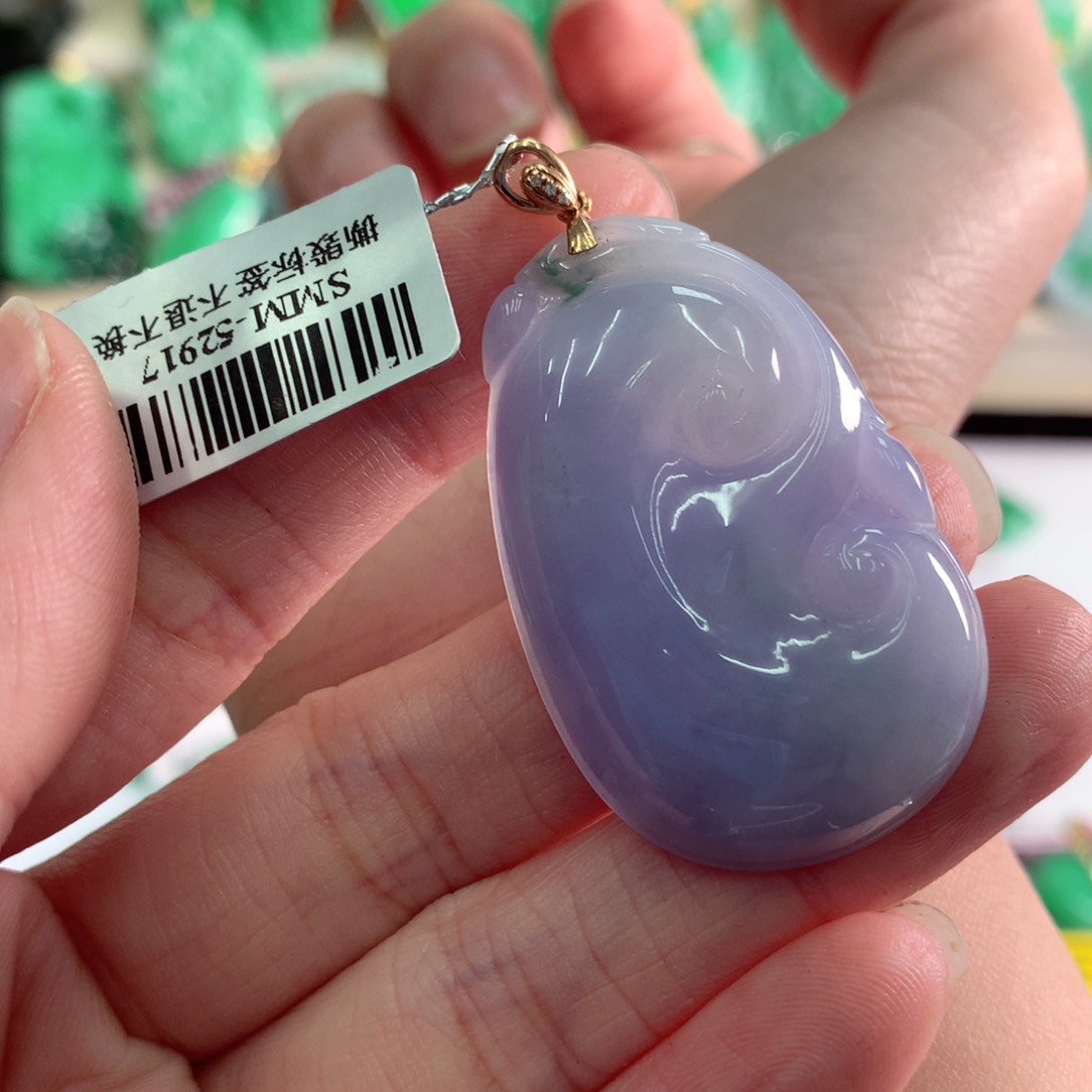 翡翠吊坠(不含链)18K金镶嵌