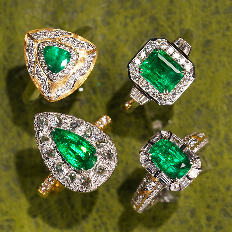 18k金祖母绿钻石“时篇”系列厚金奢华珠光宝气戒指zj