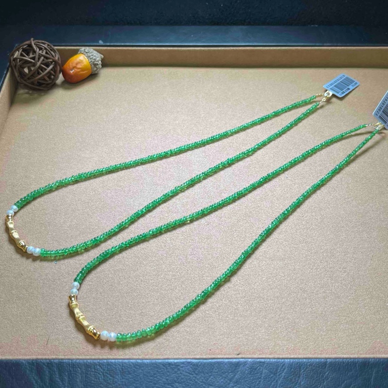 【小魏总珠宝】18k沙弗石碟珠项链（3mm 45cm）【多样性发一】