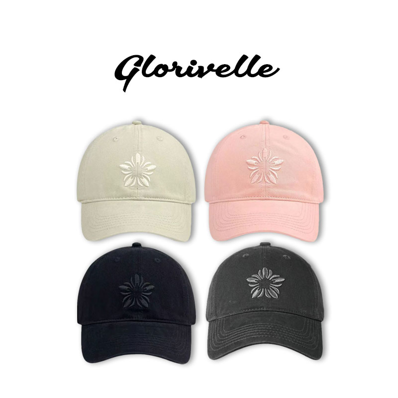 Glorivelle太阳花刺绣棒球帽大头围帽子显脸小百搭遮阳鸭舌帽