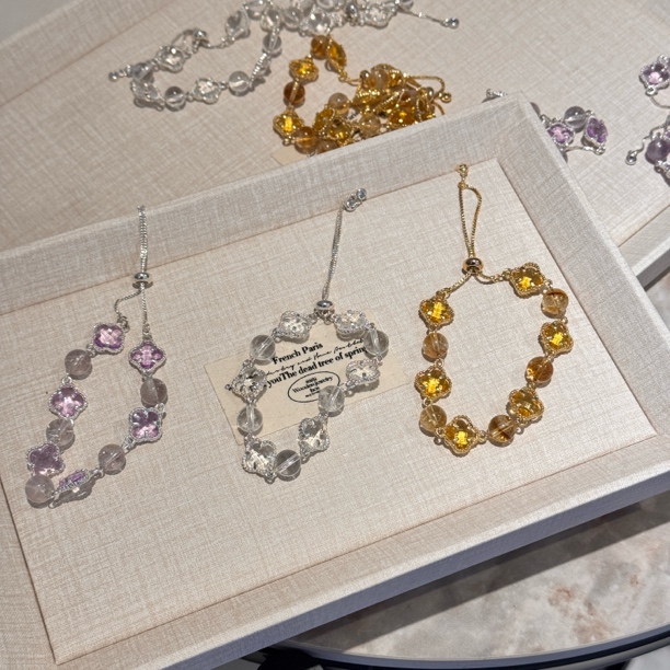 【幸运草】天然水晶幸运草手链设计款