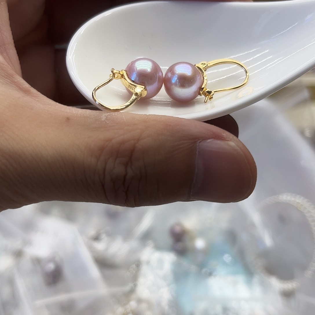 银S925镶嵌淡水珍珠耳饰