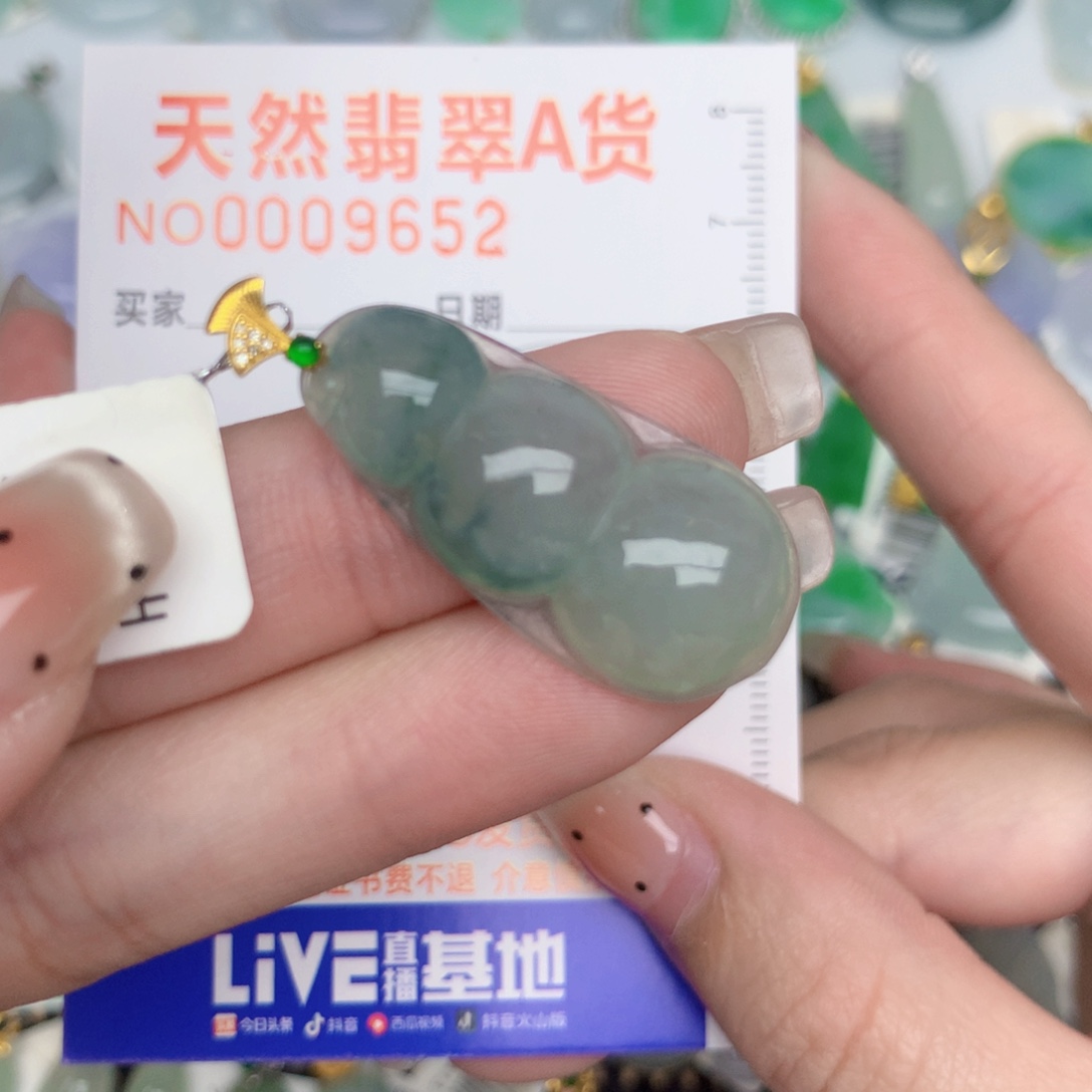 翡翠18K金镶嵌颈饰豆子