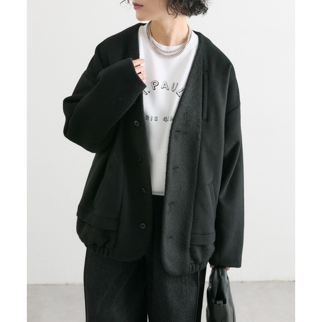 【MonTendre】 秋季新款 R 时尚百搭休闲优雅无领毛呢外套