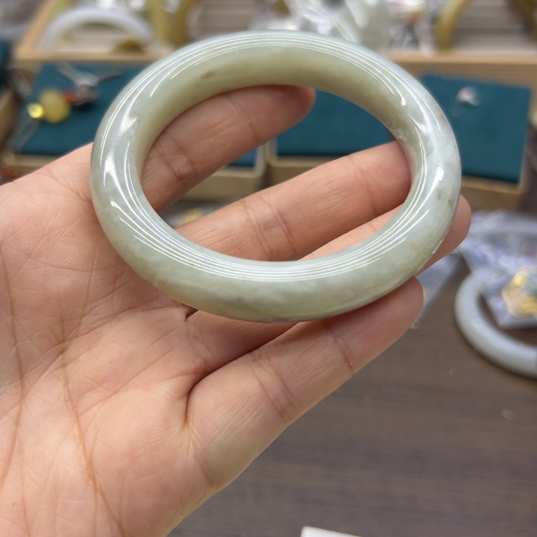 和田玉未镶嵌手镯57圈围1773