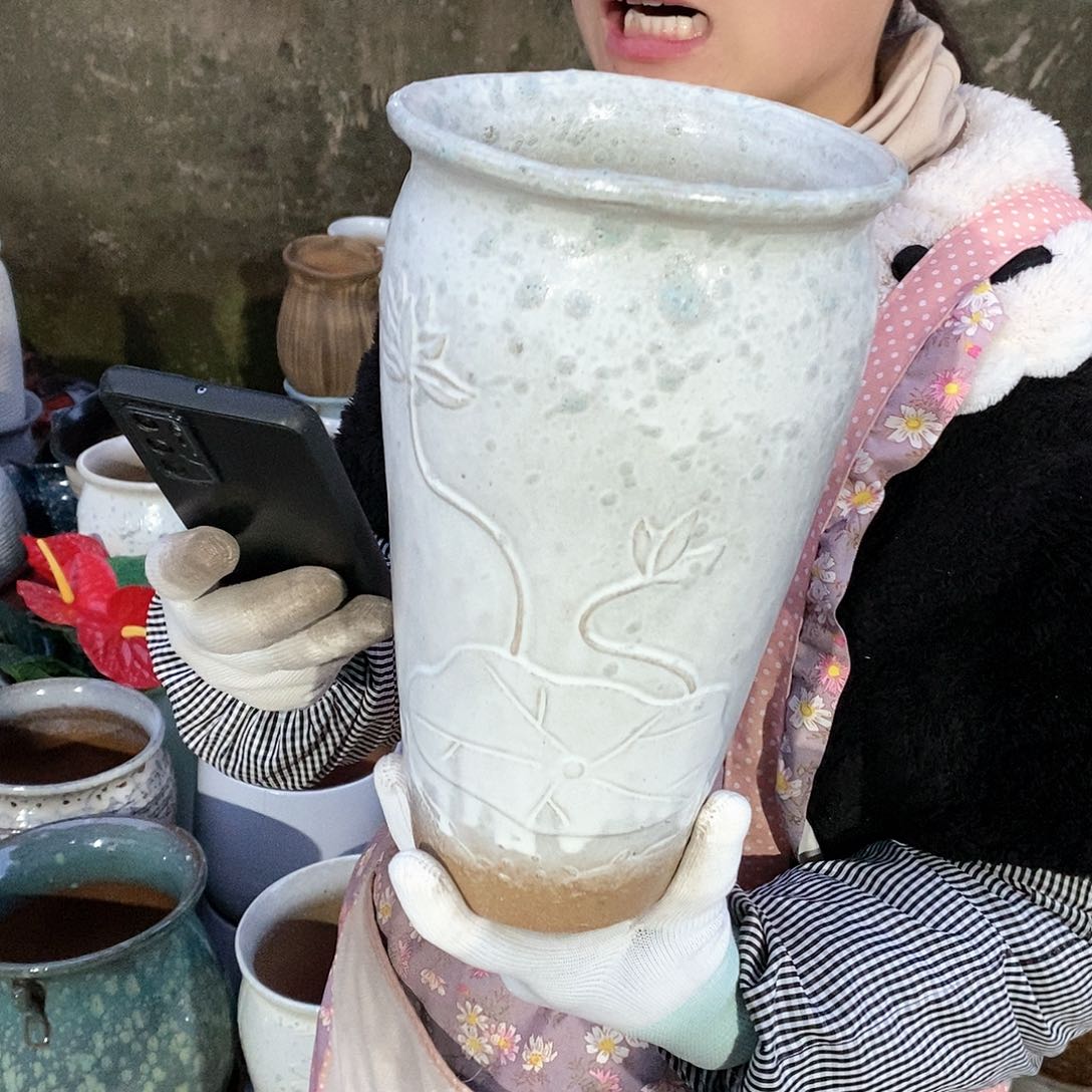 紫砂花盆瑕疵口15高26