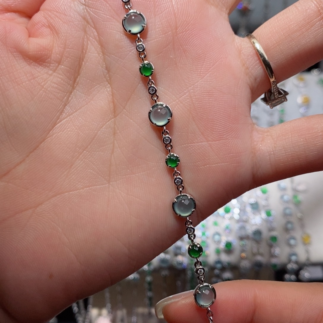 银S925镶嵌手链翡翠