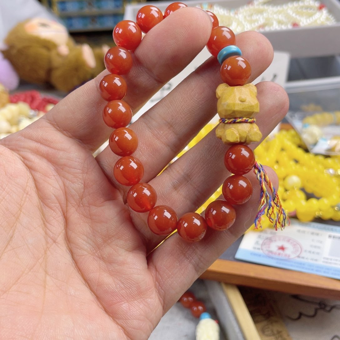 檀香紫檀（小叶紫檀）手串银S925镀金镶嵌