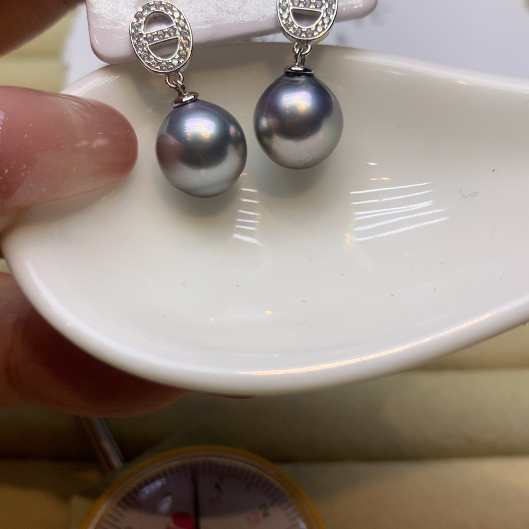 银S925镶嵌耳饰海水珍珠