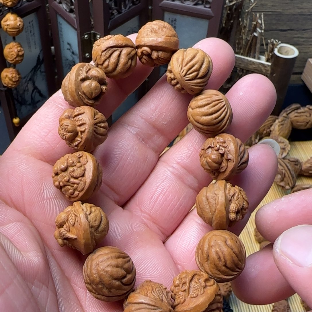 核桃手串/手链纯手工龙纹桃核雕刻多宝手串一物一图孤品