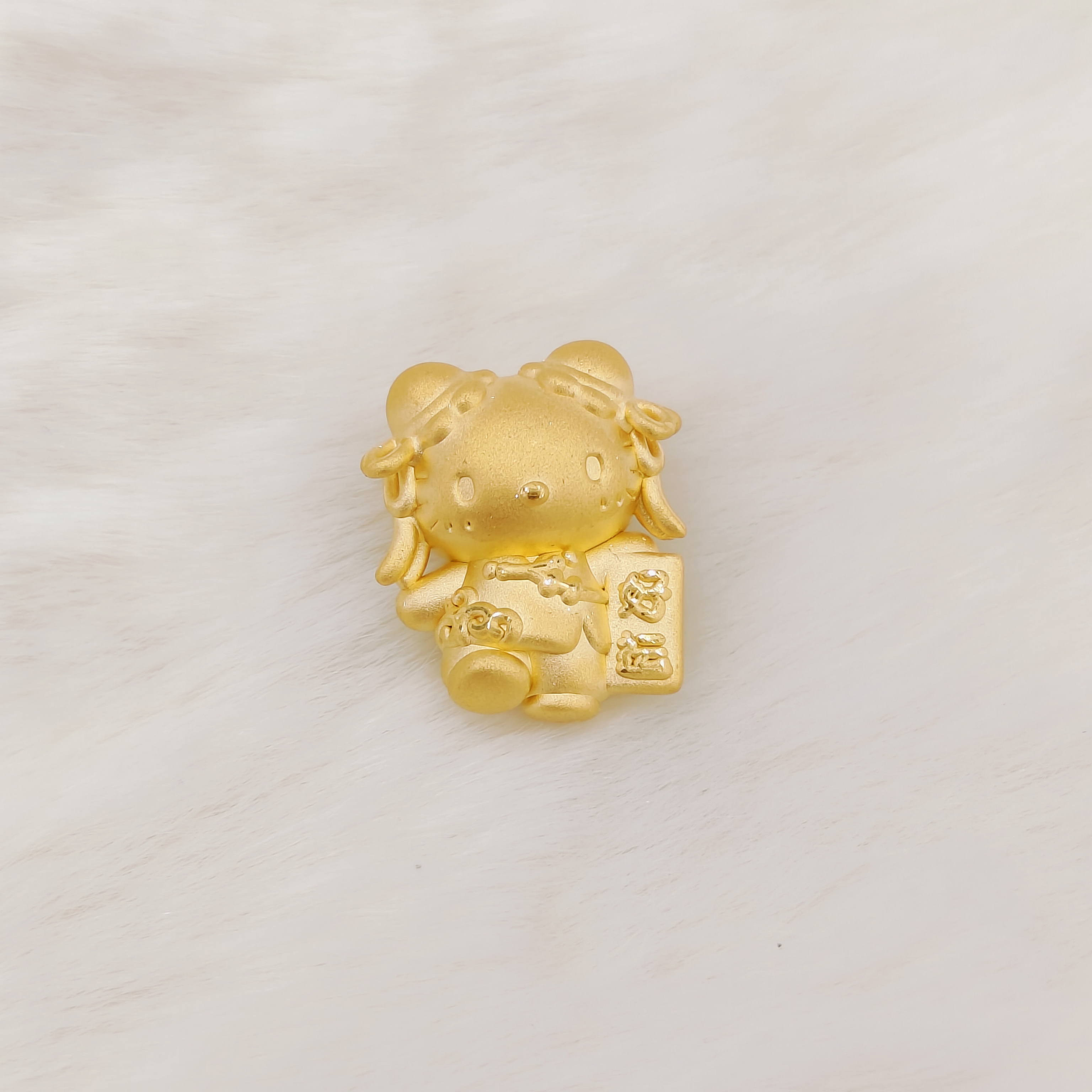  吉金珠宝 足金999春丽kitty素金款3D硬金转运珠手串
