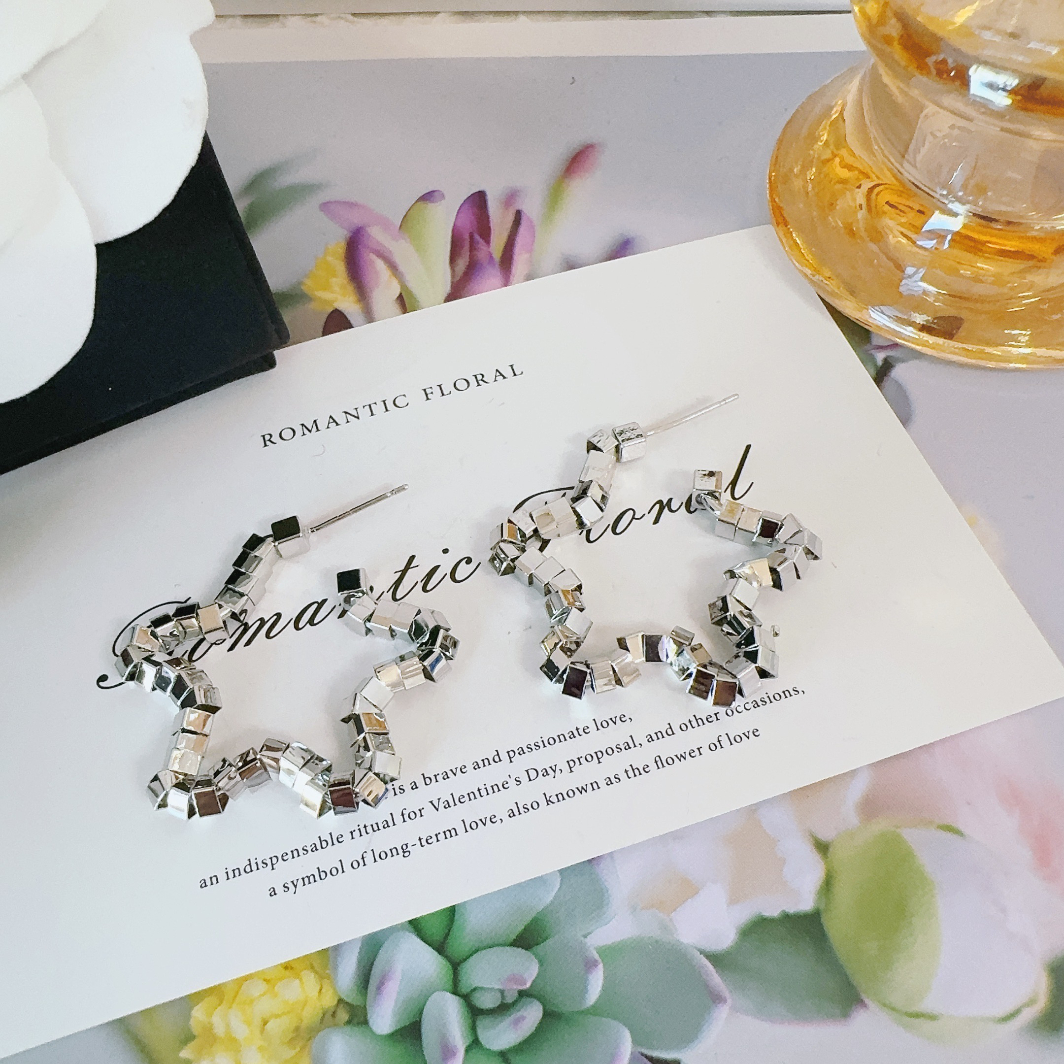 铜合金耳饰 5110 碎银子五角星耳钉