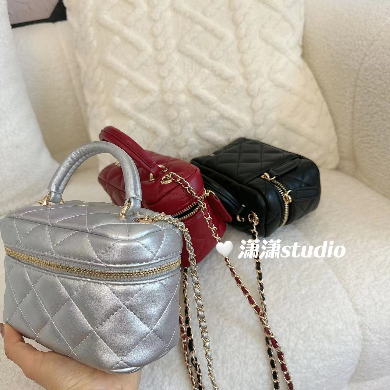 【可爱化妆包】潇潇自制棱型格软软手感百搭链条小包U-2229