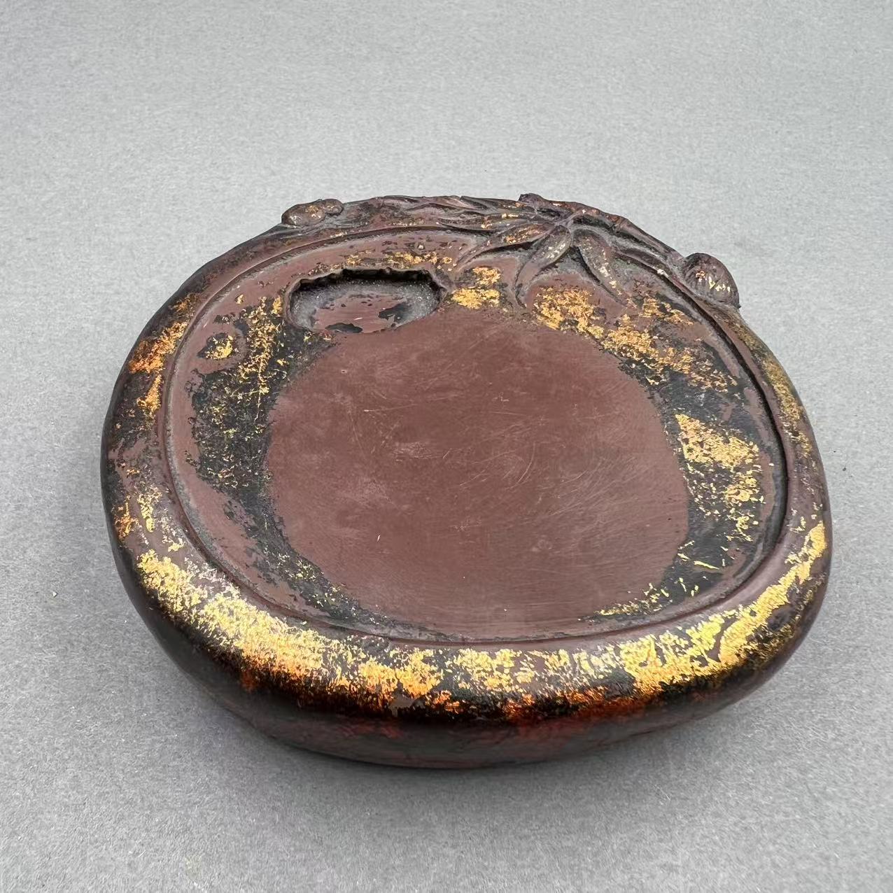 0117晚008趣味收藏漆金竹纹端砚台