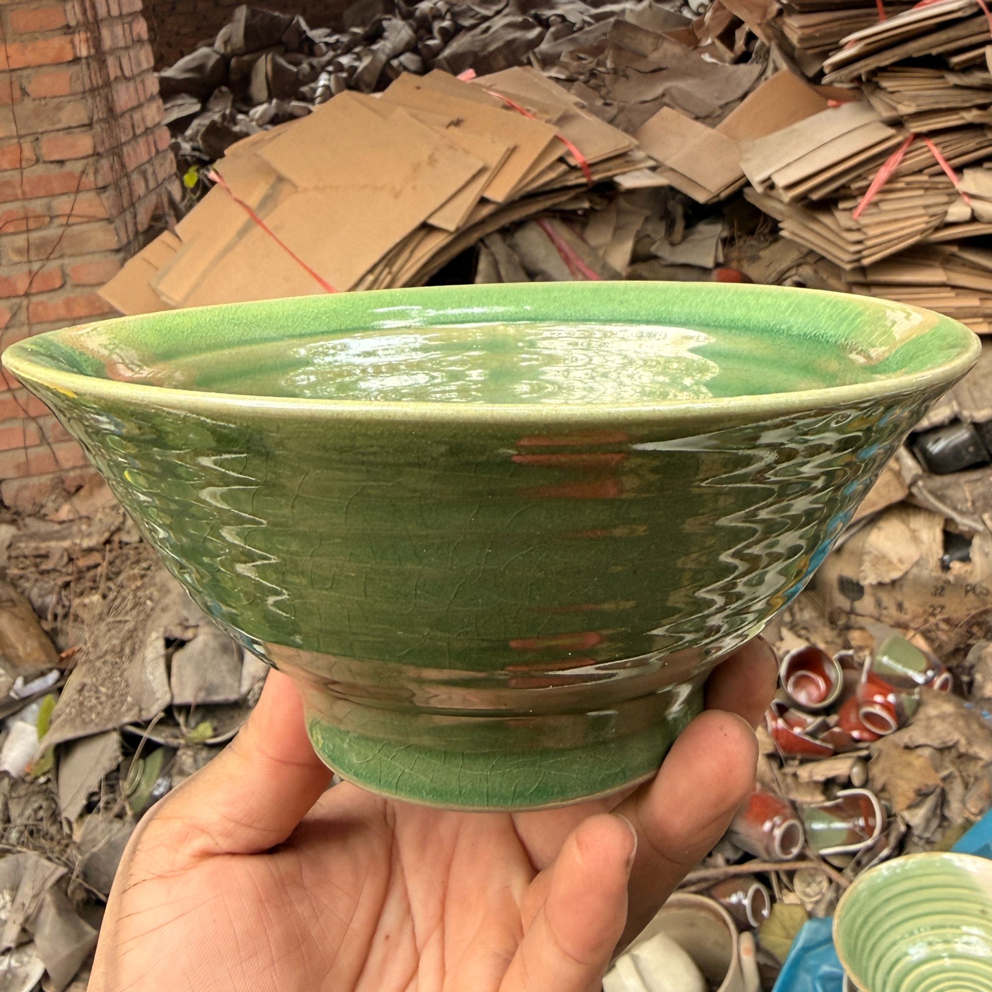 特价瑕疵，苹果绿大斗笠1只