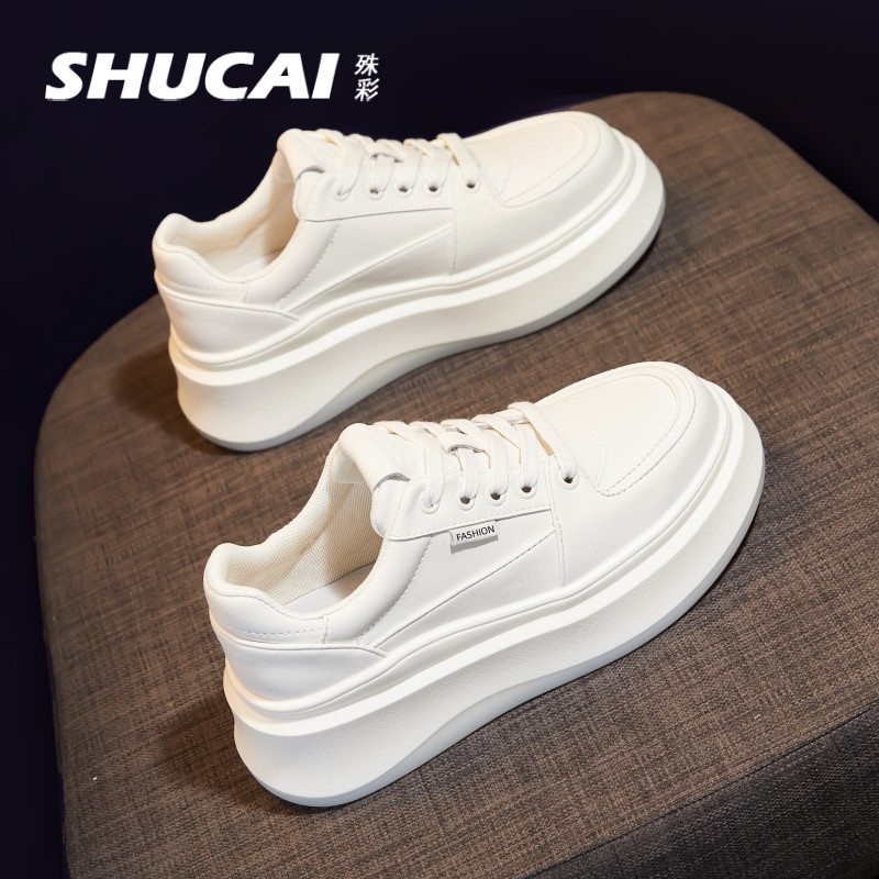 殊彩6CM厚底增高小白鞋女2026新款增高单鞋休闲运动鞋松糕板鞋潮