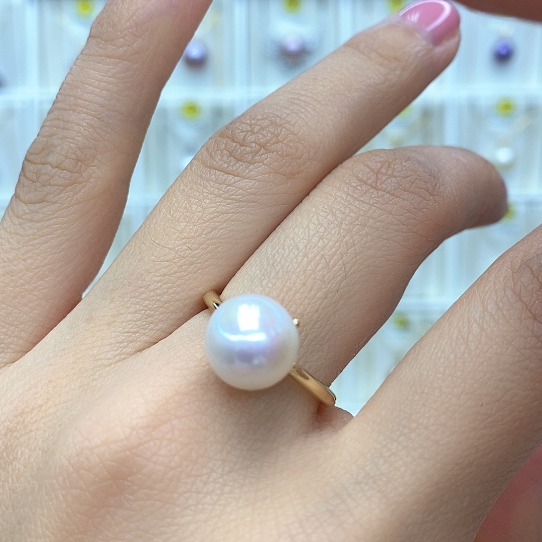 淡水珍珠吊坠(赠链)18K金镶嵌